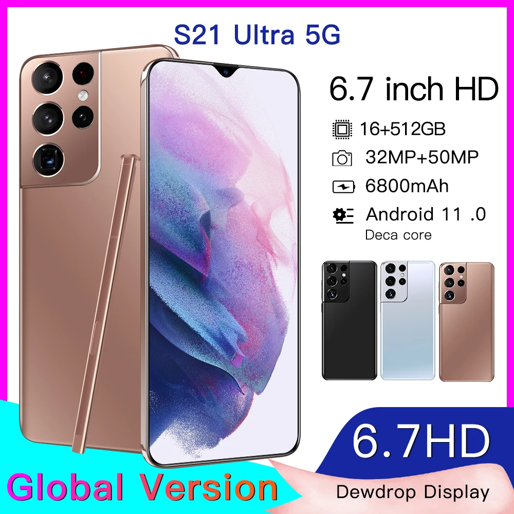 Galax S21 Ultra Smartphone 6.7 Inch 6800MAh 32MP 50MP 5G Network 16GB 512GB Deca Core Cellphone Snapdragon 888 Mobile Phone
Galax S21 Ultra Smartphone 6.7 Inch 6800MAh 32MP 50MP 5G Network 16GB 512GB Deca Core Cellphone Snapdragon 888 Mobile Phone