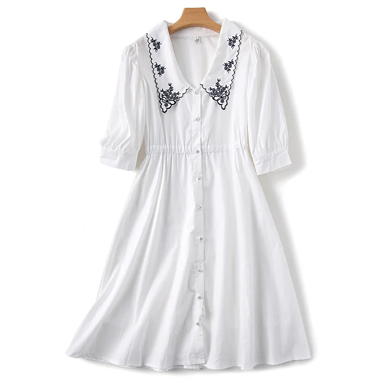 2020 New Summer Women Dresses High Waist Black White Peter Pan Collar Casual Single Breasted Pleated Puff Sleeve Dress
2020 New Summer Women Dresses High Waist Black White Peter Pan Collar Casual Single Breasted Pleated Puff Sleeve Dress