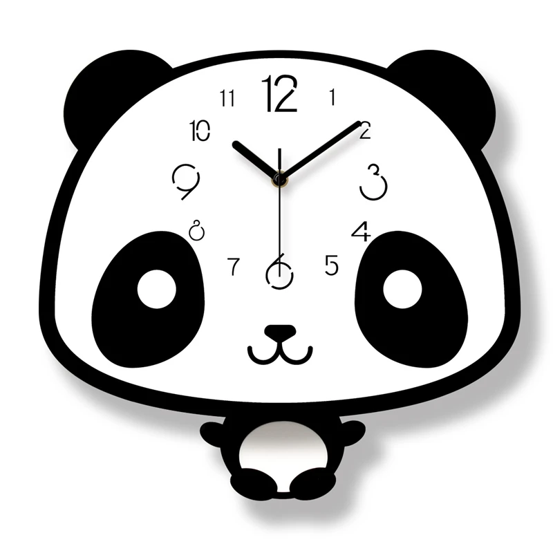 Милые детские настенные часы в виде панды подарки Декор бесшумные домашние