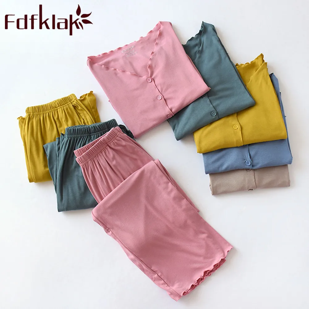 Fdfklak Pijama Women's Home Suit Pyjama Set Long Sleeve Modal Loose Loungewear Autumn Sleeping Clothes Pajamas For Women
Fdfklak Pijama Women's Home Suit Pyjama Set Long Sleeve Modal Loose Loungewear Autumn Sleeping Clothes Pajamas For Women