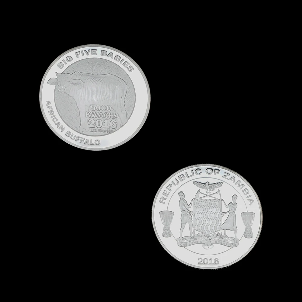 2016 в африканском стиле дикой природы буйвола серебряные коллекционные монеты