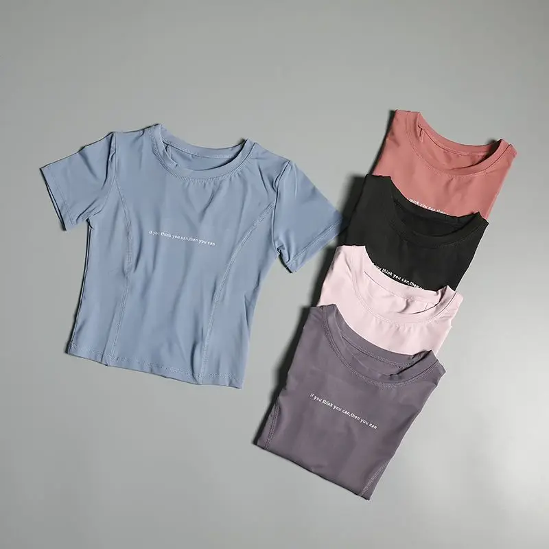 Tight-fitting Short Yoga Tops Women Short-sleeved Stretch Running Quick-drying Clothes Slimming Sports T-shirts Fitness Shirts
Tight-fitting Short Yoga Tops Women Short-sleeved Stretch Running Quick-drying Clothes Slimming Sports T-shirts Fitness Shirts