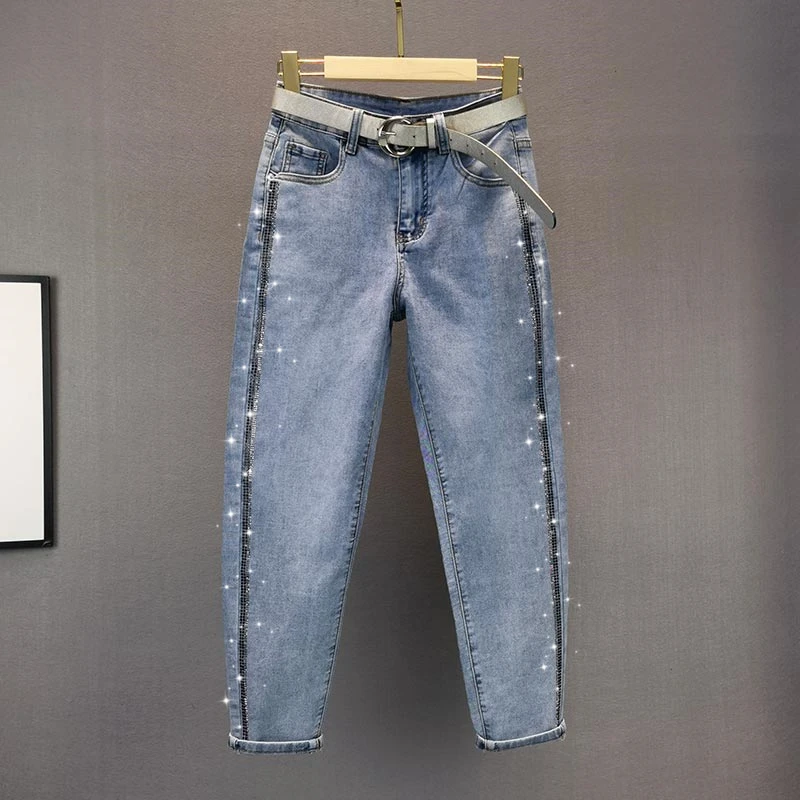 Blue Cotton Stretch Jeans for Women 2021 Spring/Summer New Loose Rhinestone Denim Pants Girls Student Jean Casual Baggy Pants
Blue Cotton Stretch Jeans for Women 2021 Spring/Summer New Loose Rhinestone Denim Pants Girls Student Jean Casual Baggy Pants