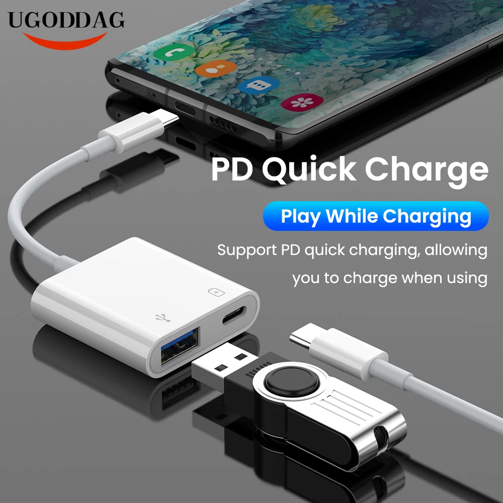 Адаптер 2 в 1 USB 3.0 Type-C OTG 18 Вт DP QC быстрая зарядка внешний дисковый конвертер
