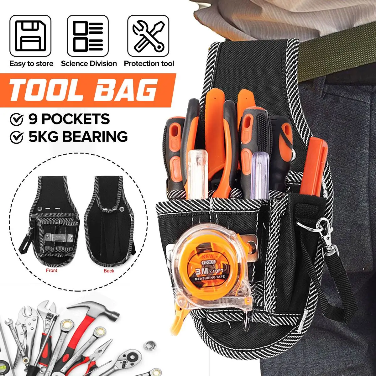 5KG Portable Pocket Case Electrician Tool Oganizer Bag High Capacity Tool Bag Waist Pockets Carrying Pouch Home Tool Storage Bag
5KG Portable Pocket Case Electrician Tool Oganizer Bag High Capacity Tool Bag Waist Pockets Carrying Pouch Home Tool Storage Bag