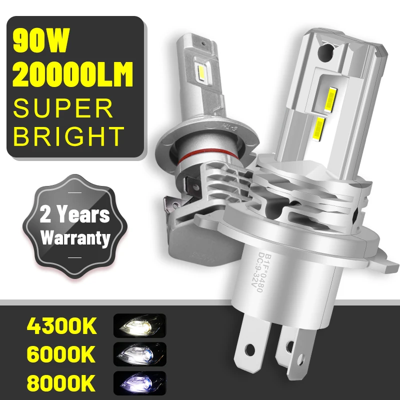 

20000LM H8 LED Headlights H7 H11 H4 H9 9005 9006 HB3 HB4 CSP Chips LED Fog Light Wireless 6000K 8000K Fanless Mini Size 12V 24V