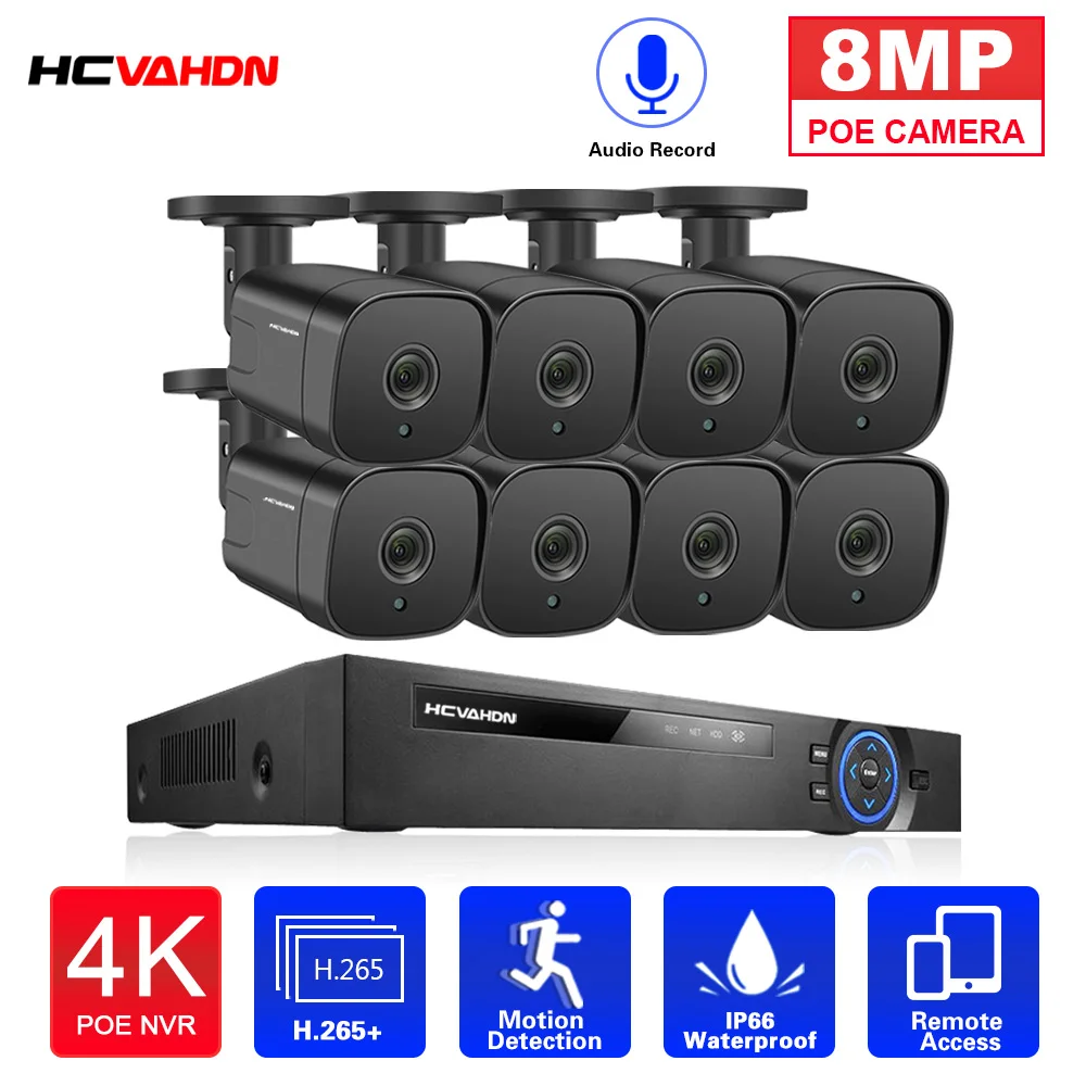4K 8CH NVR CCTV Camera Security System Kit POE Outdoor Waterproof HD 8MP IP Audio Bullet Camera Video Surveillance System Set
4K 8CH NVR CCTV Camera Security System Kit POE Outdoor Waterproof HD 8MP IP Audio Bullet Camera Video Surveillance System Set
