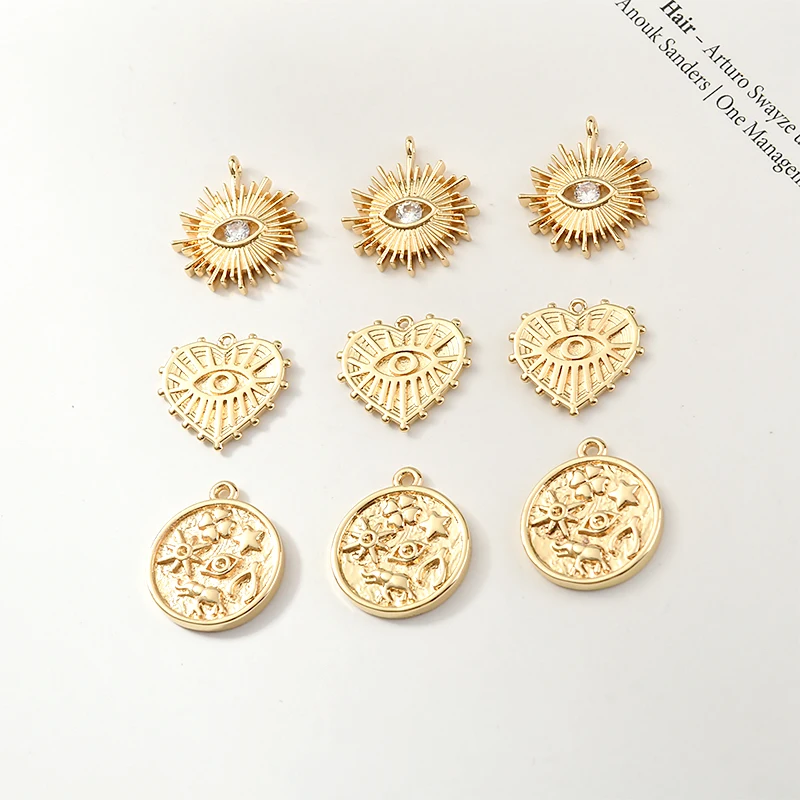 14K Gold-Plated Vintage Baroque Evil Eye Lovely Mural round Hanging DIY Ear Stud Necklace Accessories Material 2pcs
14K Gold-Plated Vintage Baroque Evil Eye Lovely Mural round Hanging DIY Ear Stud Necklace Accessories Material 2pcs