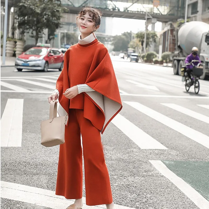 2 Piece Set New Fashion Cashmere Knitted Women Thick Turtleneck Cloak Pullover Sweater + Wide Leg Pants Warm Suit Sweater
2 Piece Set New Fashion Cashmere Knitted Women Thick Turtleneck Cloak Pullover Sweater + Wide Leg Pants Warm Suit Sweater