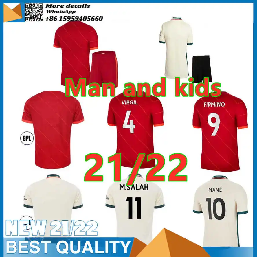 

21 22 New style LVP liverpooling football shirts M.SALAH FIRMINO MANÉ THIAGO VIRGIL A.BECKER Men kids kits adults soccer jerseys