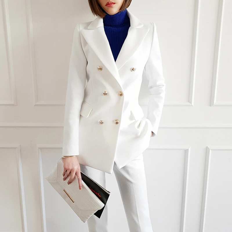 Фото Женская одежда Белый Модный повседневный маленький костюм куртка женский