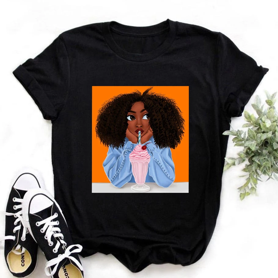 ZOGANKIN Female Summer Fashion Short Sleeve Tshirts Cool Melanin Black Girl Graphic Printed Women Black T-shirt Casual Tops Tee
ZOGANKIN Female Summer Fashion Short Sleeve Tshirts Cool Melanin Black Girl Graphic Printed Women Black T-shirt Casual Tops Tee
