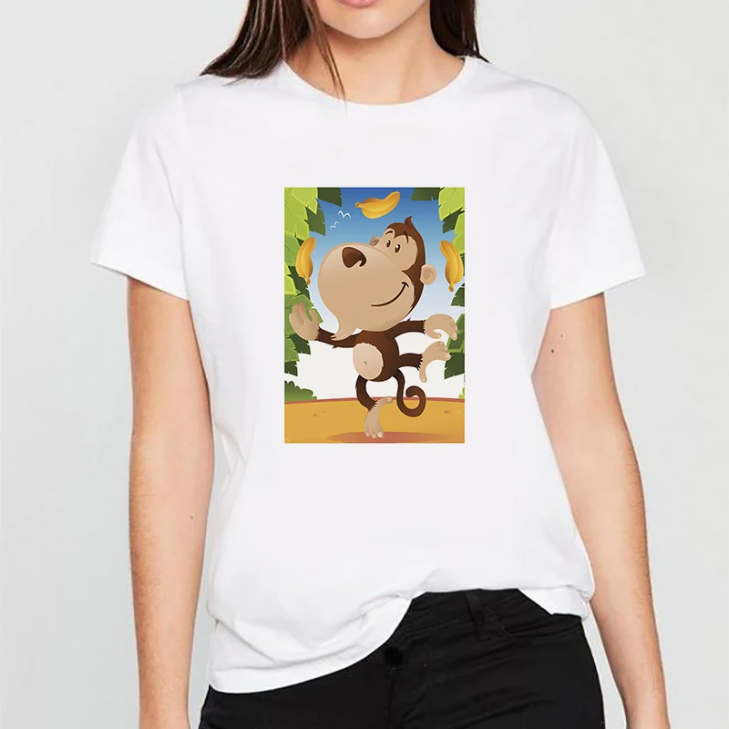 Fashion Little monkey who likes bananas T Shirt Women Lovely Print Short Sleeved O-neck T-shirt Vintage Tshirt Harajuku Tops
Fashion Little monkey who likes bananas T Shirt Women Lovely Print Short Sleeved O-neck T-shirt Vintage Tshirt Harajuku Tops