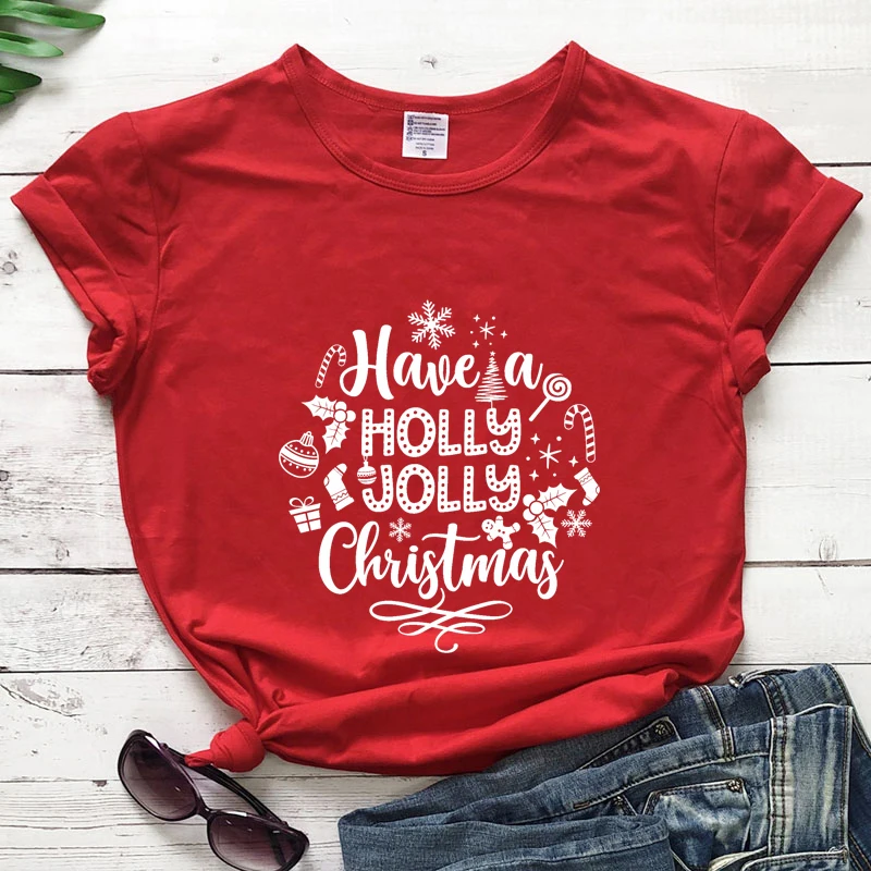 Have A Holly Jolly Christmas T-shirt Cute Winter Short Sleeve Graphic Holiday Tee Shirt Top Funny Women Xmas Gift Tshirt
Have A Holly Jolly Christmas T-shirt Cute Winter Short Sleeve Graphic Holiday Tee Shirt Top Funny Women Xmas Gift Tshirt