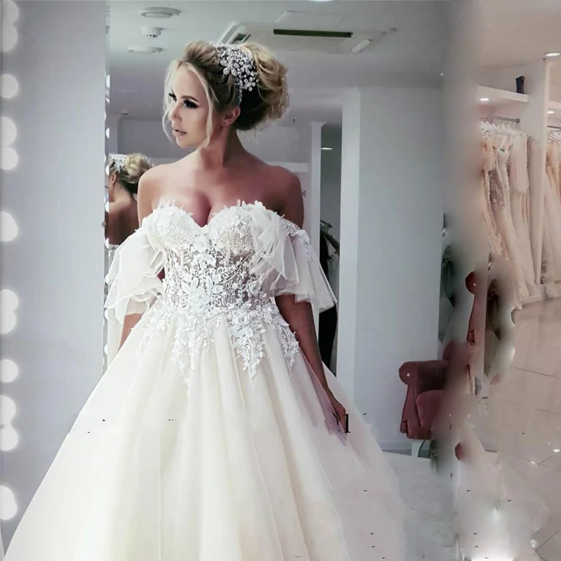 New Arrivals Sexy Sweetheart Wedding Dress Off the Shoulder Lace Appliques A-line Dress Sweep Train Bridal Gown Vestido De Noiva
New Arrivals Sexy Sweetheart Wedding Dress Off the Shoulder Lace Appliques A-line Dress Sweep Train Bridal Gown Vestido De Noiva
