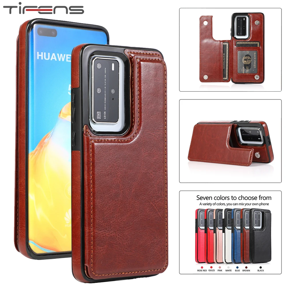 Роскошный кожаный чехол с отделением для карт Huawei P40 P30 Mate 40 30 20 Pro Lite Plus P40lite мягкий