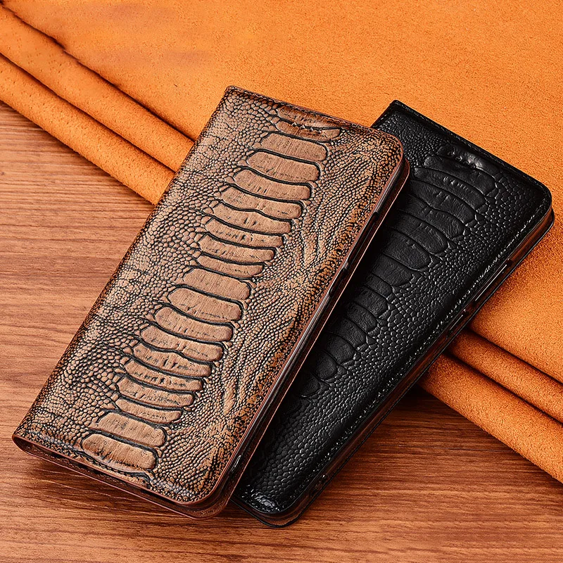 

Redmi Note10 Lite Ostrich Veins Genuine Leather Case Cover For XiaoMi Redmi Note 10 10T 10S Pro Max Magnetic Wallet Flip Cover