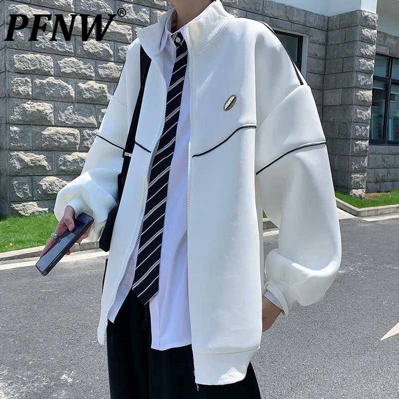 PFNW Fashion Stand Collar Zipper Reflective Article Long Sleeve Jacket Men's New Loose White Patchwork Coat Tide Autumn 2021
PFNW Fashion Stand Collar Zipper Reflective Article Long Sleeve Jacket Men's New Loose White Patchwork Coat Tide Autumn 2021