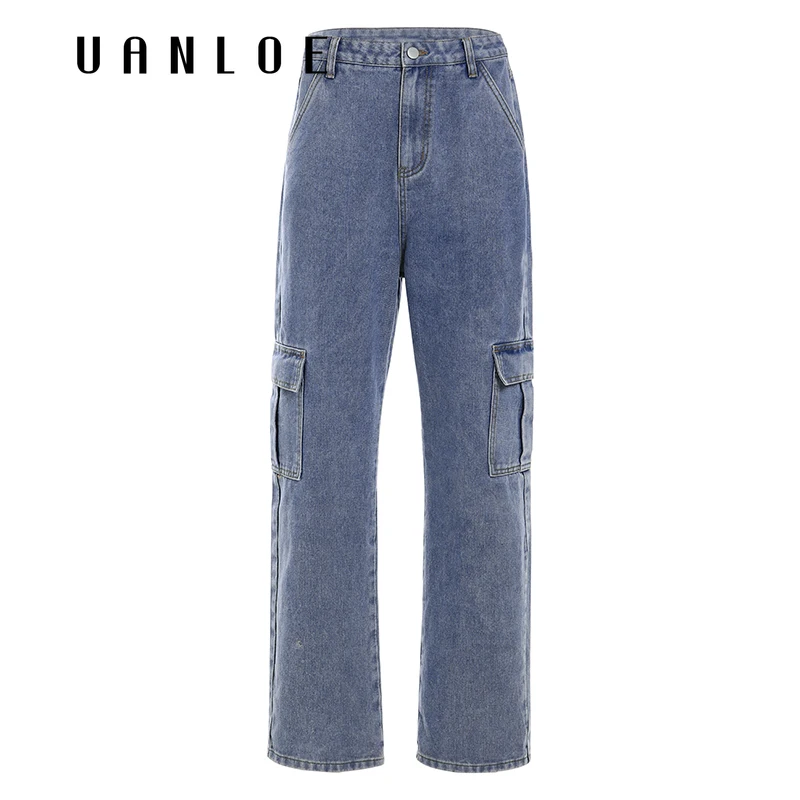 Pockets Patchwork High Waist Jeans Women Streetwear Straight Jean Femme Blue 100% Cotton Cargo Pants
Pockets Patchwork High Waist Jeans Women Streetwear Straight Jean Femme Blue 100% Cotton Cargo Pants