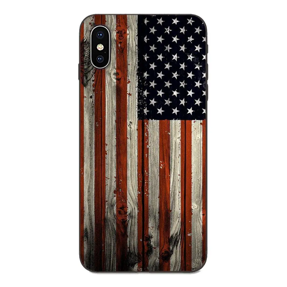 For Galaxy C5 C7 J1 J2 J3 J330 J5 J6 J7 J730 M20 M30 Ace Core Max Mini Plus Prime Pro Soft Design Phone American Flag Wooden Art | Мобильные