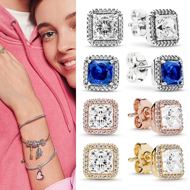 Original 925 серьги Silver Pan Earrings Shiny Rose Gold Square With Crystal Pan Earrings For Women Wedding Gift Fashion Jewelry
Original 925 серьги Silver Pan Earrings Shiny Rose Gold Square With Crystal Pan Earrings For Women Wedding Gift Fashion Jewelry