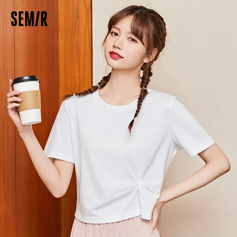 SEMIR Short Sleeve T-Shirts Women Short Tops Loose 2021 Summer New Style Foreign Bottoming Tshirts O Neck T-Shirt Female
SEMIR Short Sleeve T-Shirts Women Short Tops Loose 2021 Summer New Style Foreign Bottoming Tshirts O Neck T-Shirt Female