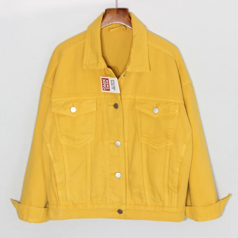 Spring Autumn Vintage Yellow Denim Jacket Women Casual Loose Short Outwear Chaqueta Mujer Long Sleeve Jeans Jacket Coat Female 
Spring Autumn Vintage Yellow Denim Jacket Women Casual Loose Short Outwear Chaqueta Mujer Long Sleeve Jeans Jacket Coat Female