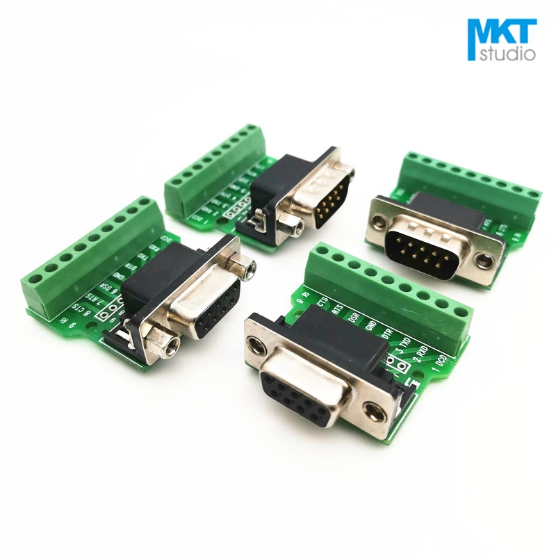 50Pcs Right Angle Male Female DB9 D-sub Connector To 9 Pins Terminal PCB Adapter Module, RS232 To Terminal, G1, M1 
50Pcs Right Angle Male Female DB9 D-sub Connector To 9 Pins Terminal PCB Adapter Module, RS232 To Terminal, G1, M1