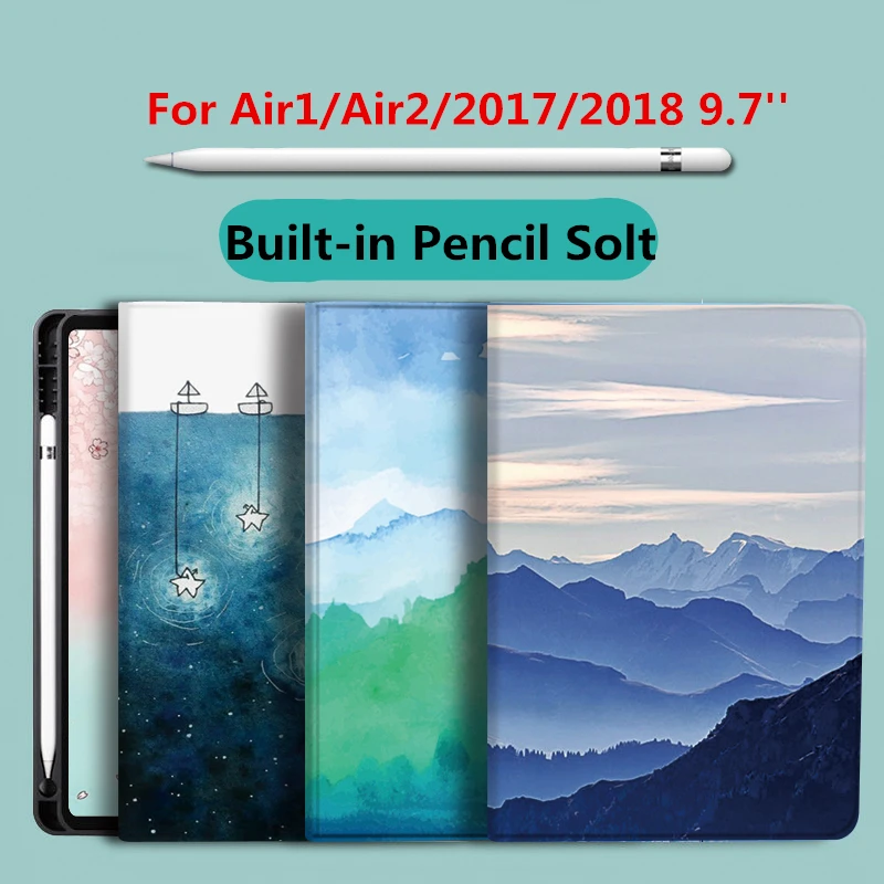 Чехол для iPad 9 7 2018 2017 с держателем карандашей смарт чехол Магнитная подставка Funda