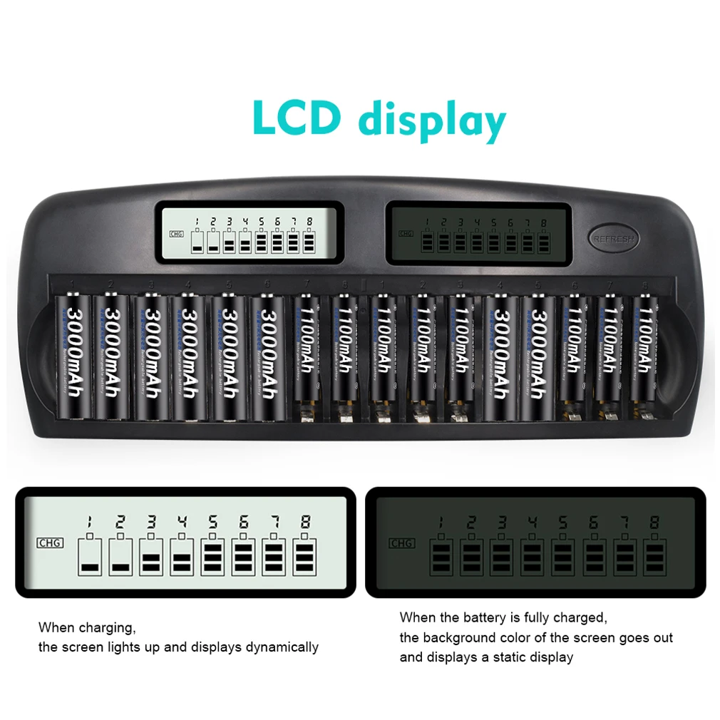 NC32 12/16 Slot LCD Display Smart Battery Fast Charger Multiple Protection Smart KTV Microphone Battery Charger No Battery
NC32 12/16 Slot LCD Display Smart Battery Fast Charger Multiple Protection Smart KTV Microphone Battery Charger No Battery
