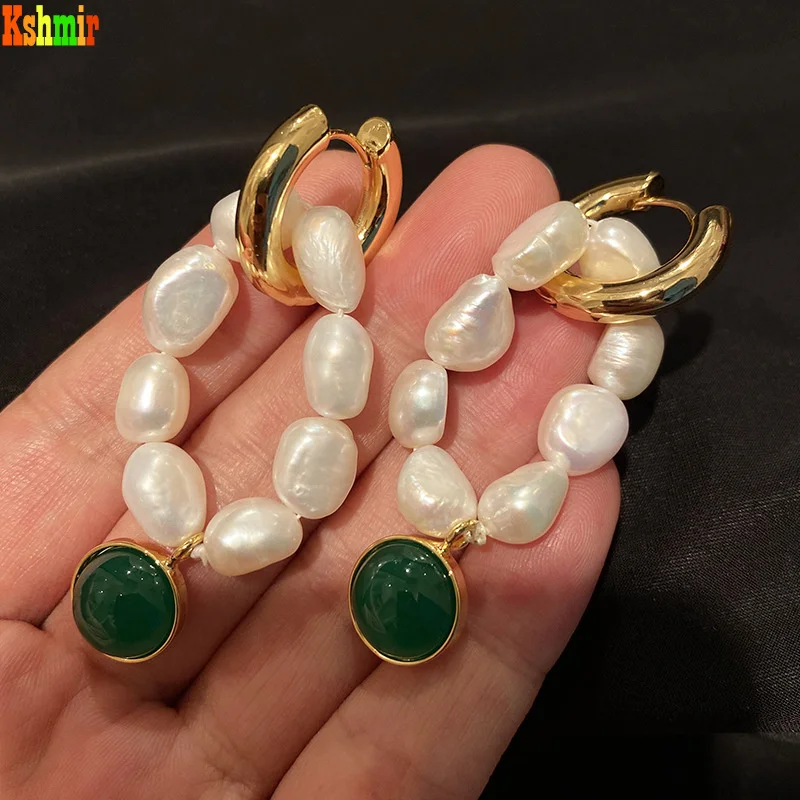 Golden earring and earbuckle temperament retro coloured glaze green eardrop natural pearl earring female baroque long earring
Golden earring and earbuckle temperament retro coloured glaze green eardrop natural pearl earring female baroque long earring
