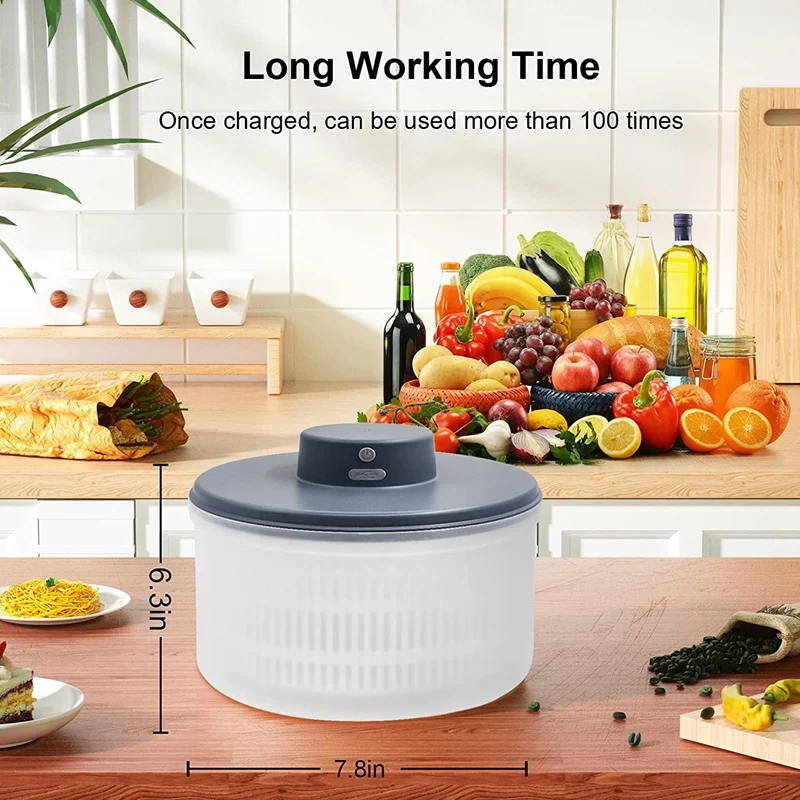 Electric Salad Spinner-Lettuce Vegetable Dryer, USB Rechargeable, Quick Drying Lettuce Fruit Spinner Material Bowl
Electric Salad Spinner-Lettuce Vegetable Dryer, USB Rechargeable, Quick Drying Lettuce Fruit Spinner Material Bowl