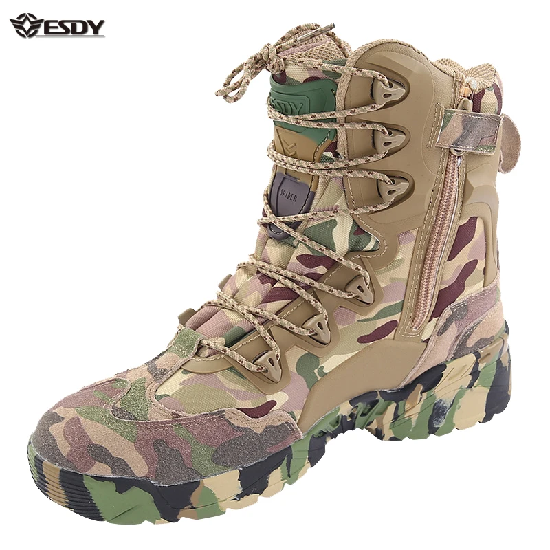 

ESDY New 2021 Jungle Camouflage Boots Military Combat Boots Outdoor Desert Tactical Shoes Special Forces Military Tactical Boots