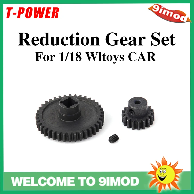 

T-POWER Motor Pinion Gear 17T & Metal 38T Reduction Spur Gear Diff Main For 1/18 Wltoys A949 A959 A969 A979 K929 RC Car Parts
