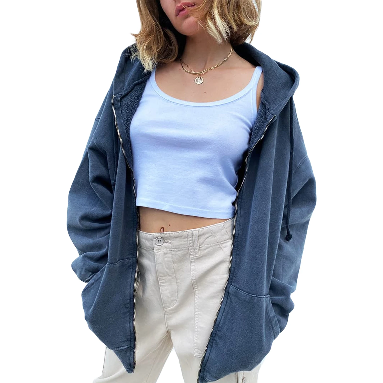 2021 Hirigin Women's Loose Zip Up Hoodies, Long Sleeve Solid Color Oversized Drawstring Hooded Sweatshirts Jacket With pockets
2021 Hirigin Women's Loose Zip Up Hoodies, Long Sleeve Solid Color Oversized Drawstring Hooded Sweatshirts Jacket With pockets