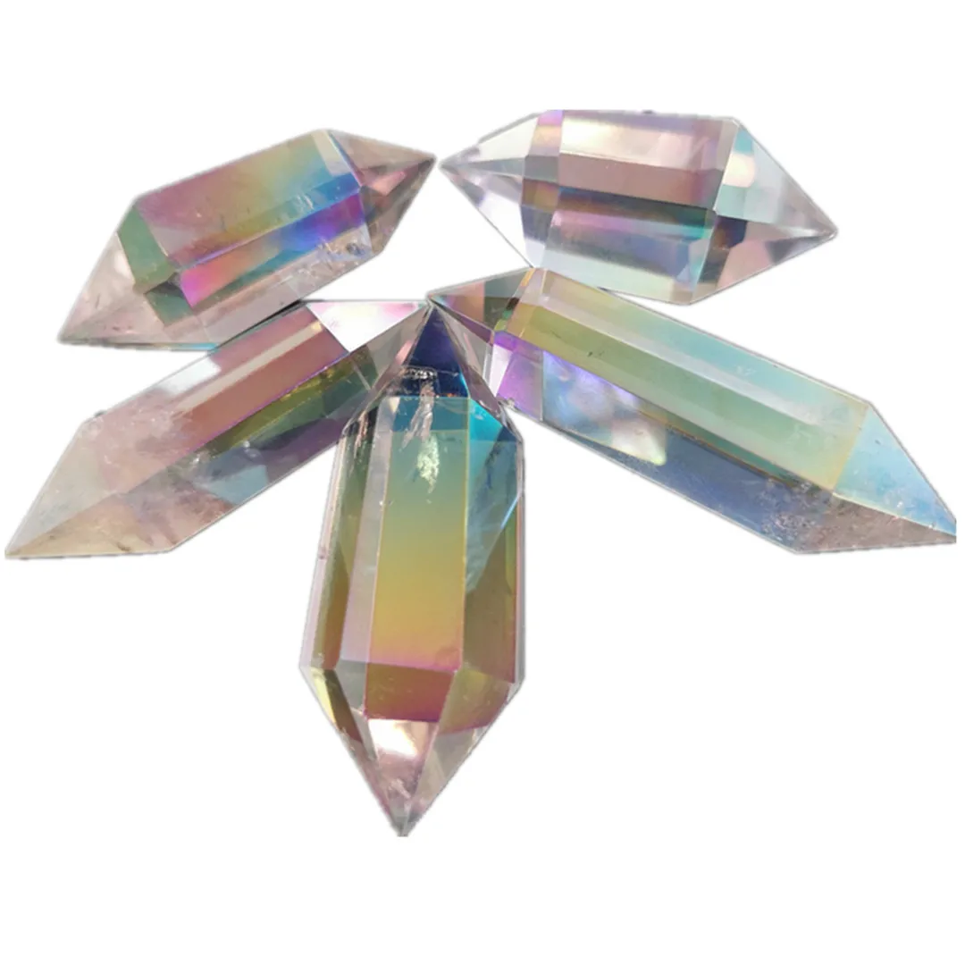 High Quality Natural Clear Quartz Crystal Hexagonal Double Terminated Points Prism Electroplated Wand Angel Aura Reiki
High Quality Natural Clear Quartz Crystal Hexagonal Double Terminated Points Prism Electroplated Wand Angel Aura Reiki