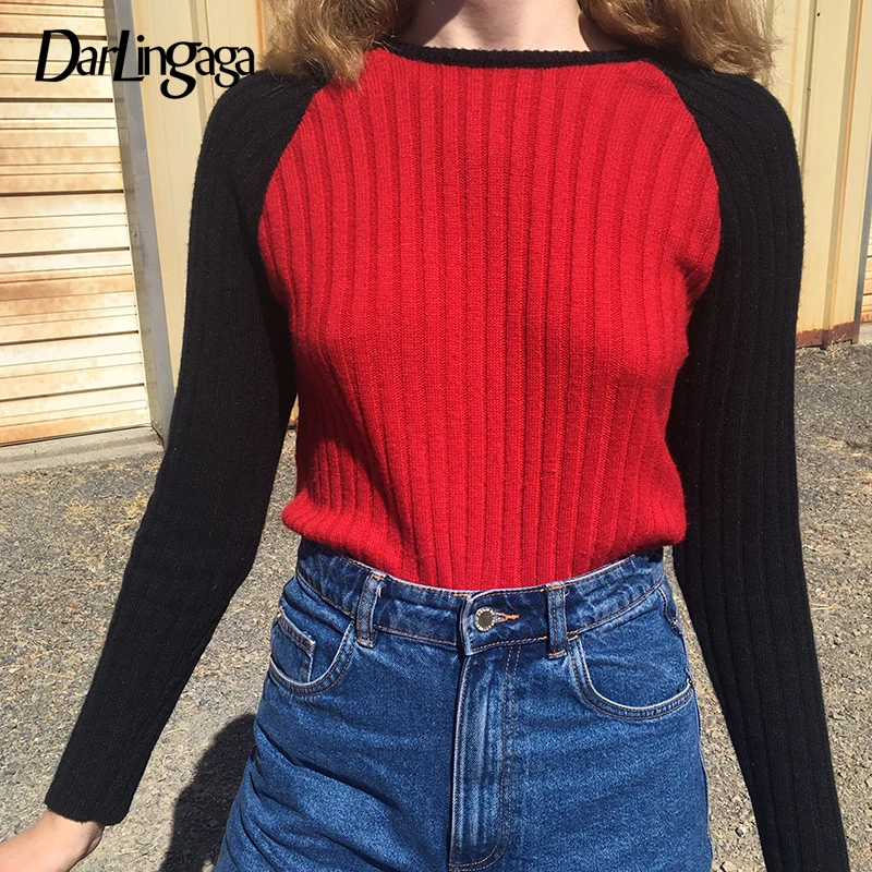 Darlingaga Harajuku Patchwork Cropped Autumn Sweater Women Tops Casual Korean Basic Pullover Contrast Color Knitted Sweaters New
Darlingaga Harajuku Patchwork Cropped Autumn Sweater Women Tops Casual Korean Basic Pullover Contrast Color Knitted Sweaters New