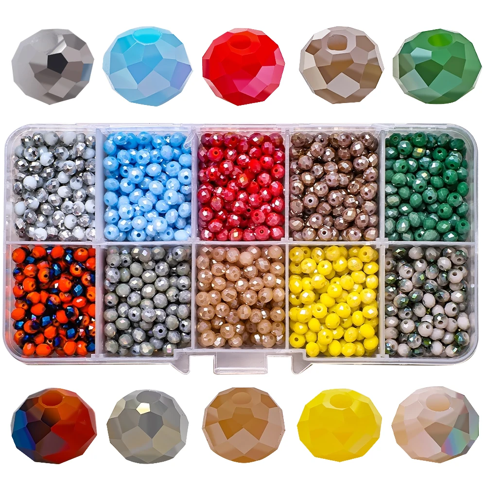 1000Pcs/Box AB Rondelle Faceted Bead 4mm Crystal Glass Round Beads For DIY Jewelry Making Findings Accessories Wholesale In Bulk
1000Pcs/Box AB Rondelle Faceted Bead 4mm Crystal Glass Round Beads For DIY Jewelry Making Findings Accessories Wholesale In Bulk