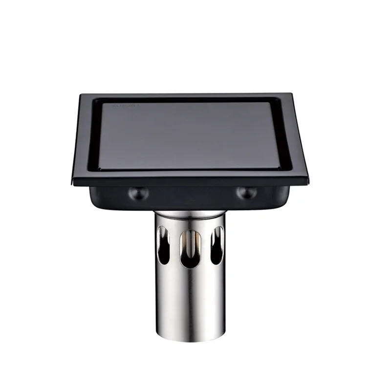 Stainless steel drainage pipe for shower, bathroom floor drain, odor proof square grid, black, 15x15cm 
Stainless steel drainage pipe for shower, bathroom floor drain, odor proof square grid, black, 15x15cm