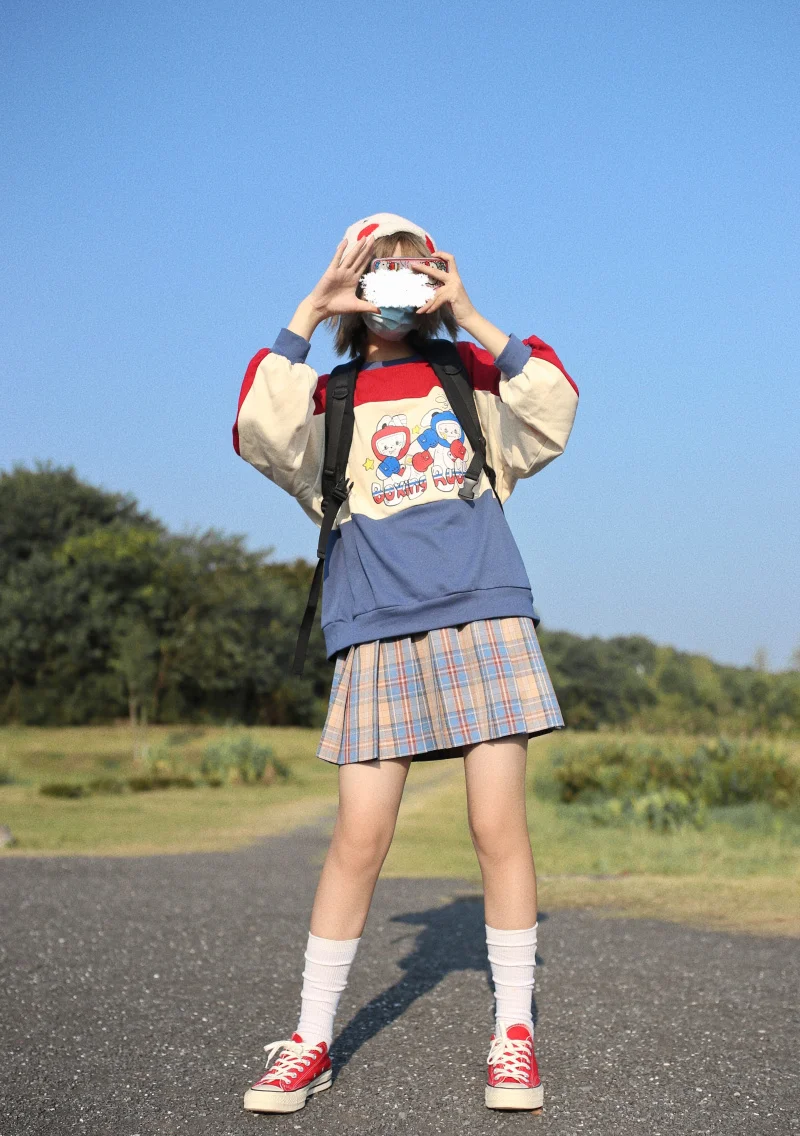 Japanese Hoodies Girl Autumn Winter Soft Sister Color Matching Loose Cartoon Bunny Print O-Neck Long Sleeve Pullover Women Tops
Japanese Hoodies Girl Autumn Winter Soft Sister Color Matching Loose Cartoon Bunny Print O-Neck Long Sleeve Pullover Women Tops