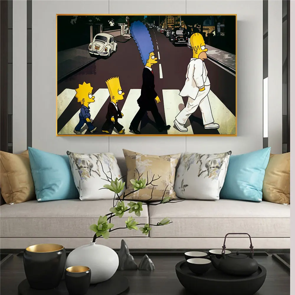 Simpsoning Abbey Road Bart Homer Marge Canvas Painting Print Living Room Home Decor Modern Wall Art Oil Painting Poster Artwork
Simpsoning Abbey Road Bart Homer Marge Canvas Painting Print Living Room Home Decor Modern Wall Art Oil Painting Poster Artwork