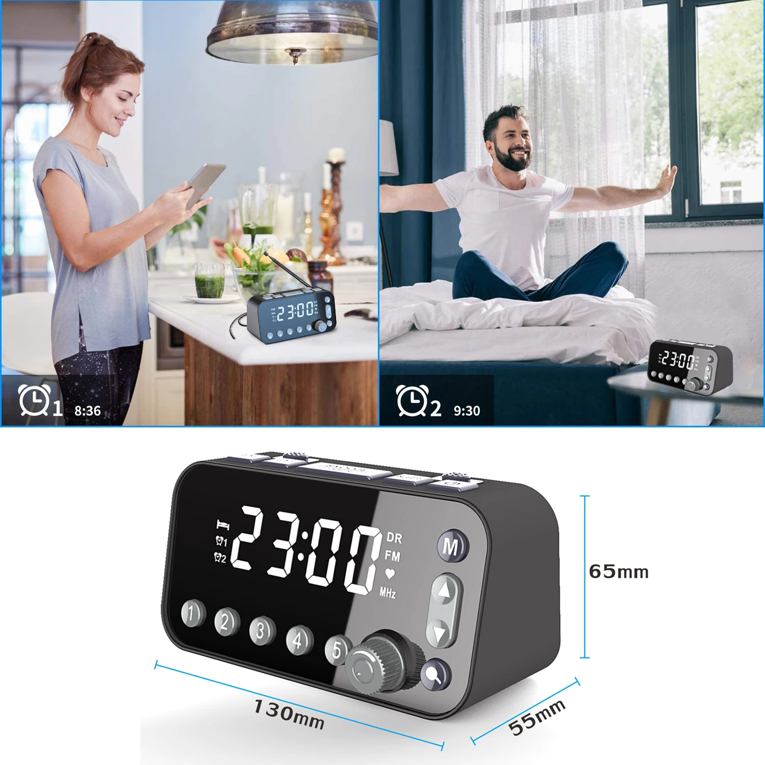 FM Radio Receiver Alarm Clock Radio DAB 170-240MHz FM Radio 87.5-108MHz with Broadcasting Strength Signal U Disk Play
FM Radio Receiver Alarm Clock Radio DAB 170-240MHz FM Radio 87.5-108MHz with Broadcasting Strength Signal U Disk Play