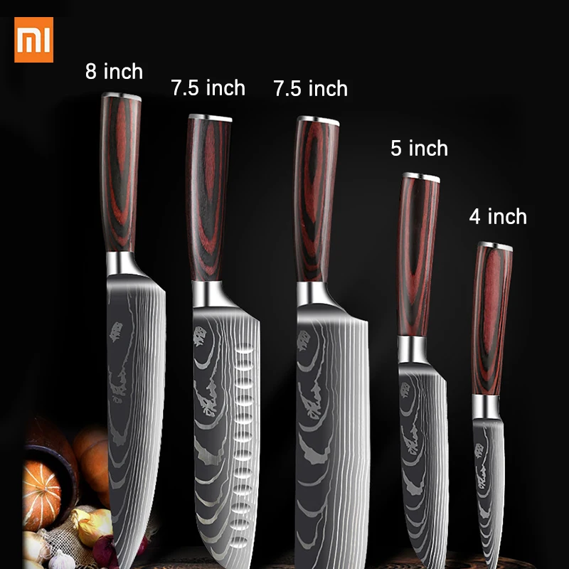 Набор кухонных ножей Xiaomi 7CR17, резцы шеф-повара из высокоуглеродистой нержавеющей стали с лазерным Дамасским узором, острый японский мясницк...
Набор кухонных ножей Xiaomi 7CR17, резцы шеф-повара из высокоуглеродистой нержавеющей стали с лазерным Дамасским узором, острый японский мясницк...