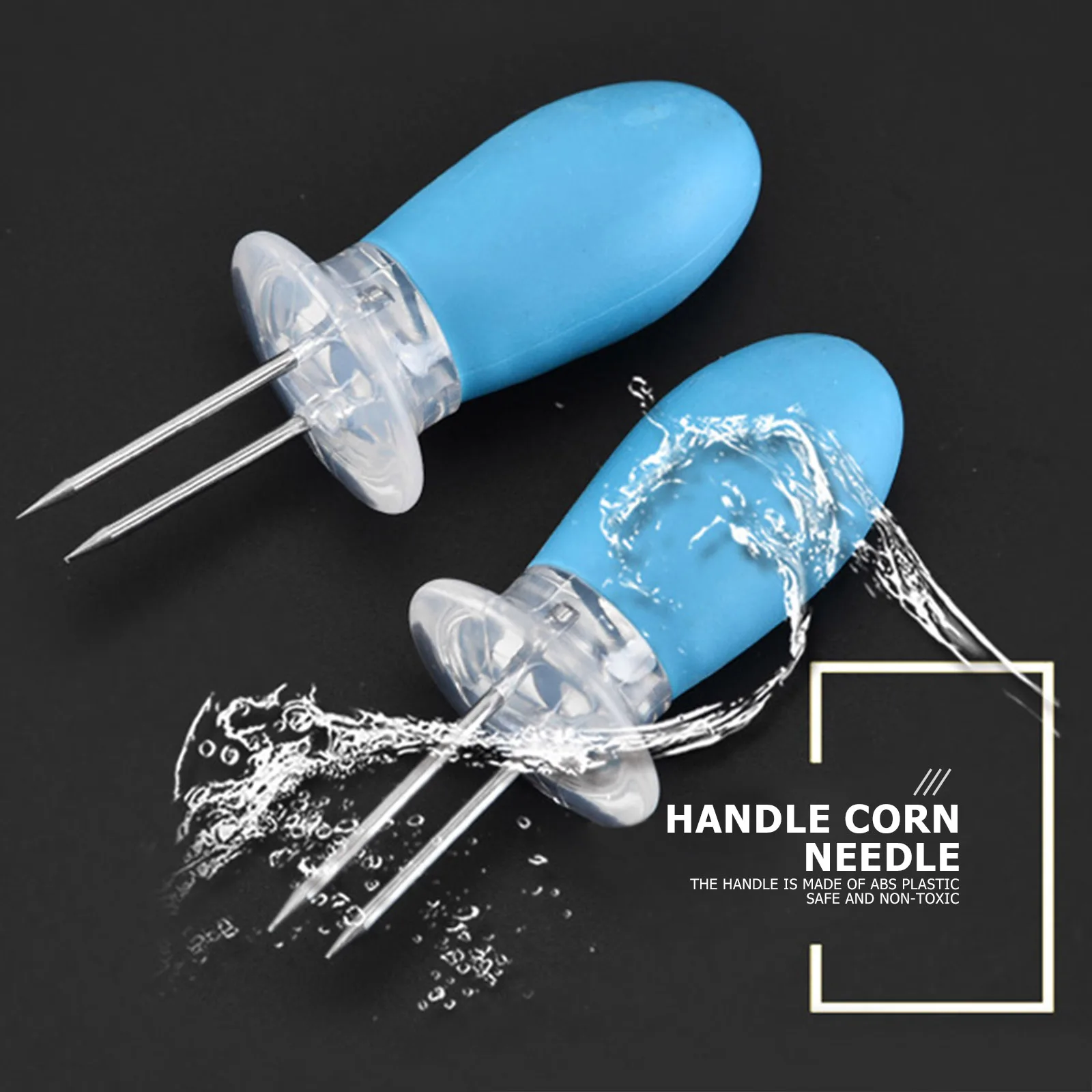 

1 Pcs Corn Holders Stainless Steel Cob Skewers Fork with Silicone Handle Twin Prong BBQ Home Cooking Picnics Parties Camping