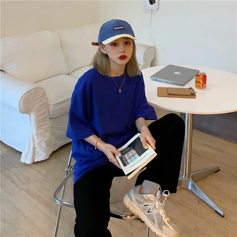 Real Shot Cotton Short-Sleeved T-Shirt Women's 2021 Summer Mid-Length Loose Macaron Candy Basic Color
Real Shot Cotton Short-Sleeved T-Shirt Women's 2021 Summer Mid-Length Loose Macaron Candy Basic Color