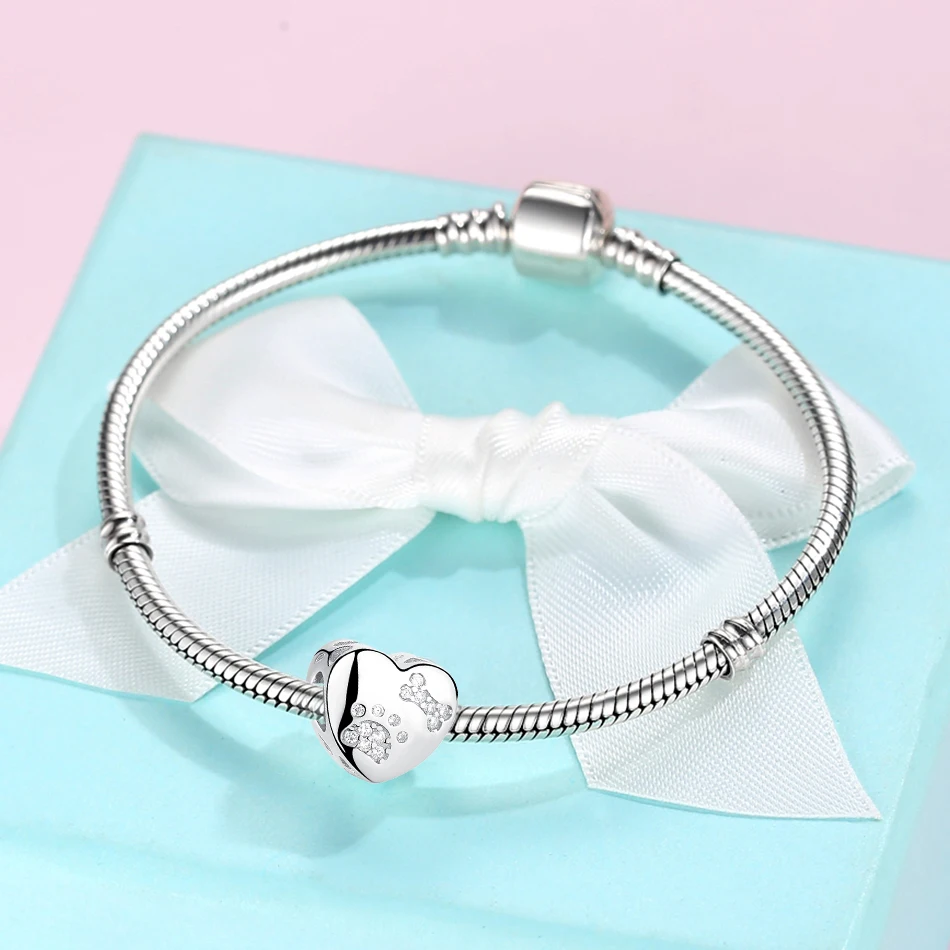 ELESHE Personalized Custom Photo Heart Beads 925 Sterling Silver Pet Paw Print Crystal Charm Fit Bracelet Women DIY Jewelry
ELESHE Personalized Custom Photo Heart Beads 925 Sterling Silver Pet Paw Print Crystal Charm Fit Bracelet Women DIY Jewelry