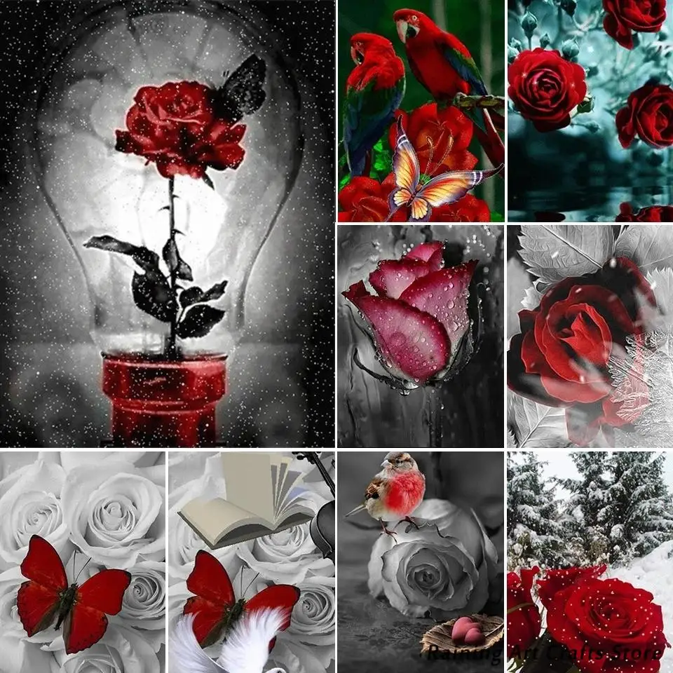 5D Diy Diamond Painting Red Rose Embroidery Full Round Square Drill Cross Stitch Kits Black and White Mosaic Pictures Home Decor
5D Diy Diamond Painting Red Rose Embroidery Full Round Square Drill Cross Stitch Kits Black and White Mosaic Pictures Home Decor