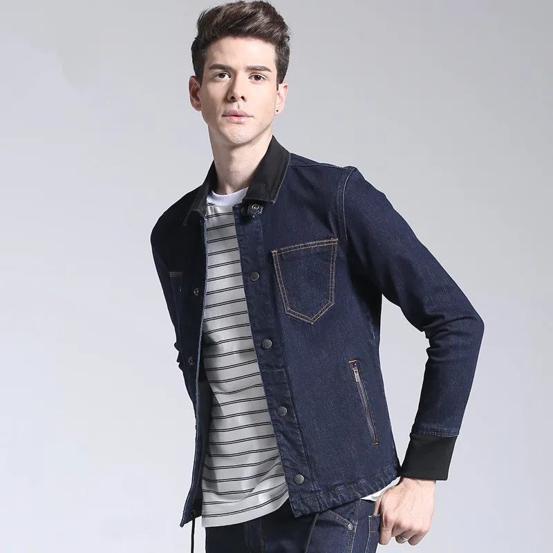 turn down 2021 collar casual denim jacket men single breasted slim fit jean jacket for male pockets spring outerwear 
turn down 2021 collar casual denim jacket men single breasted slim fit jean jacket for male pockets spring outerwear
