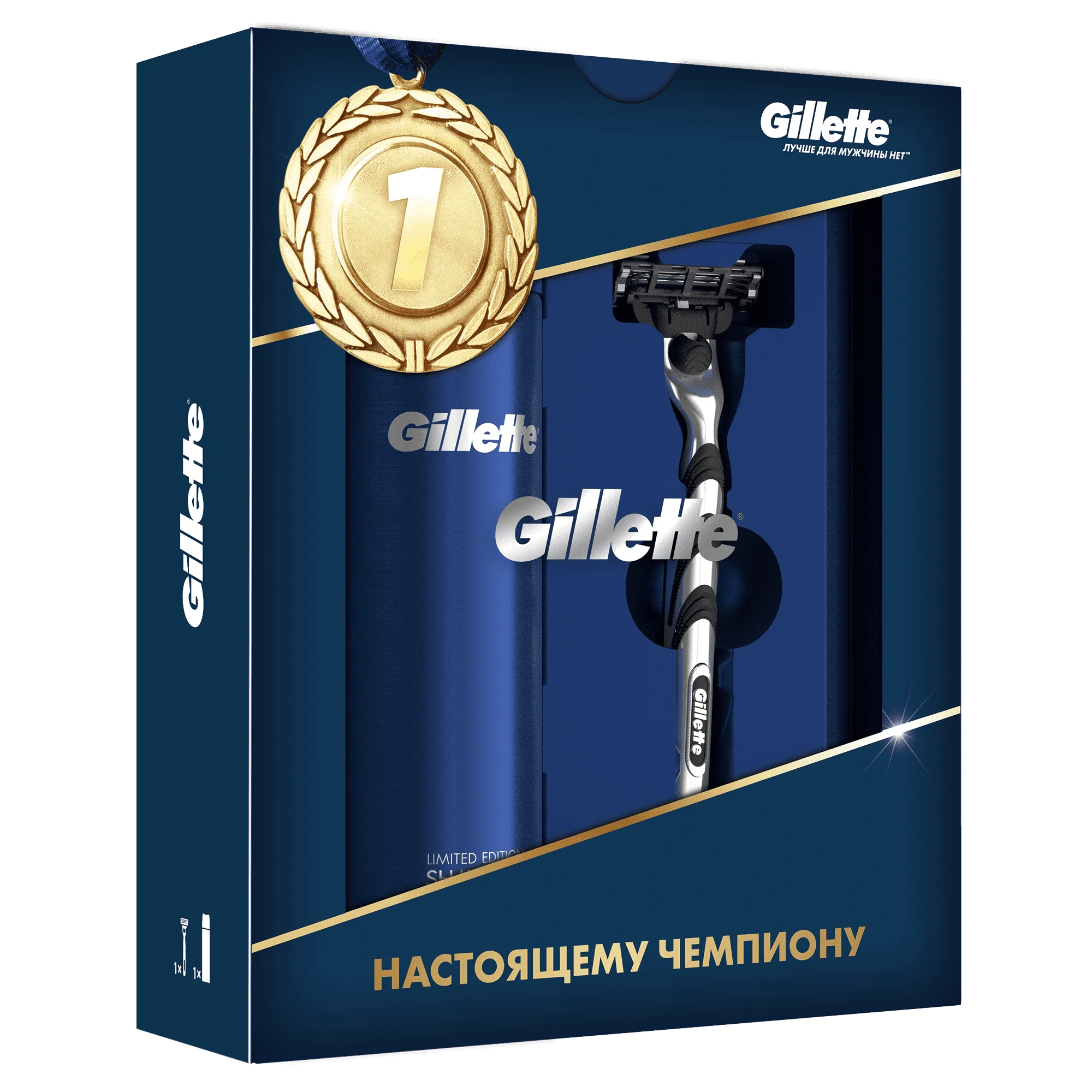 Фото Gillette Подарочный Набор Мужская Бритва Mach3 + Sensitive Гель Для Бритья Ограниченного