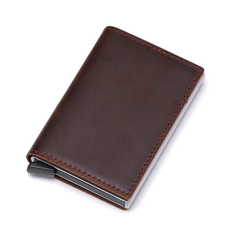 BISI GORO New MEN WOMEN Wallet Genuine Leather Card Holder Vintage Purse Crazy Horse Leather Rfid Aluminium Business Name Case
BISI GORO New MEN WOMEN Wallet Genuine Leather Card Holder Vintage Purse Crazy Horse Leather Rfid Aluminium Business Name Case